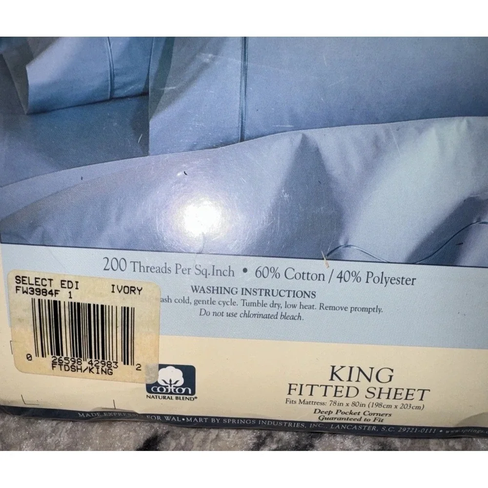 Selection Editions King Fitted sheet Ivory cotton poly blend 200 TC NEW